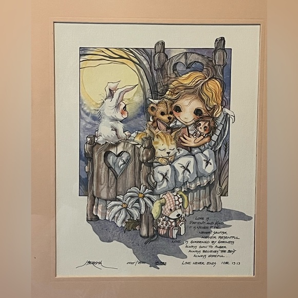 J. Bergsma 'LOVE NEVER ENDS' 1982 Limited Edition Signed Numbered Framed - RARE! - Picture 3 of 14